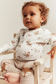 Baby white bodysuit with animals