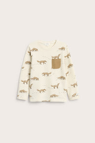 Kids beige top with foxes