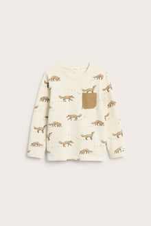 Kids beige top with foxes
