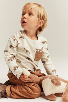 Kids beige top with foxes