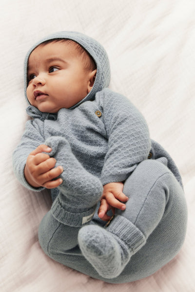 Baby blue wool-cashmere cardigan