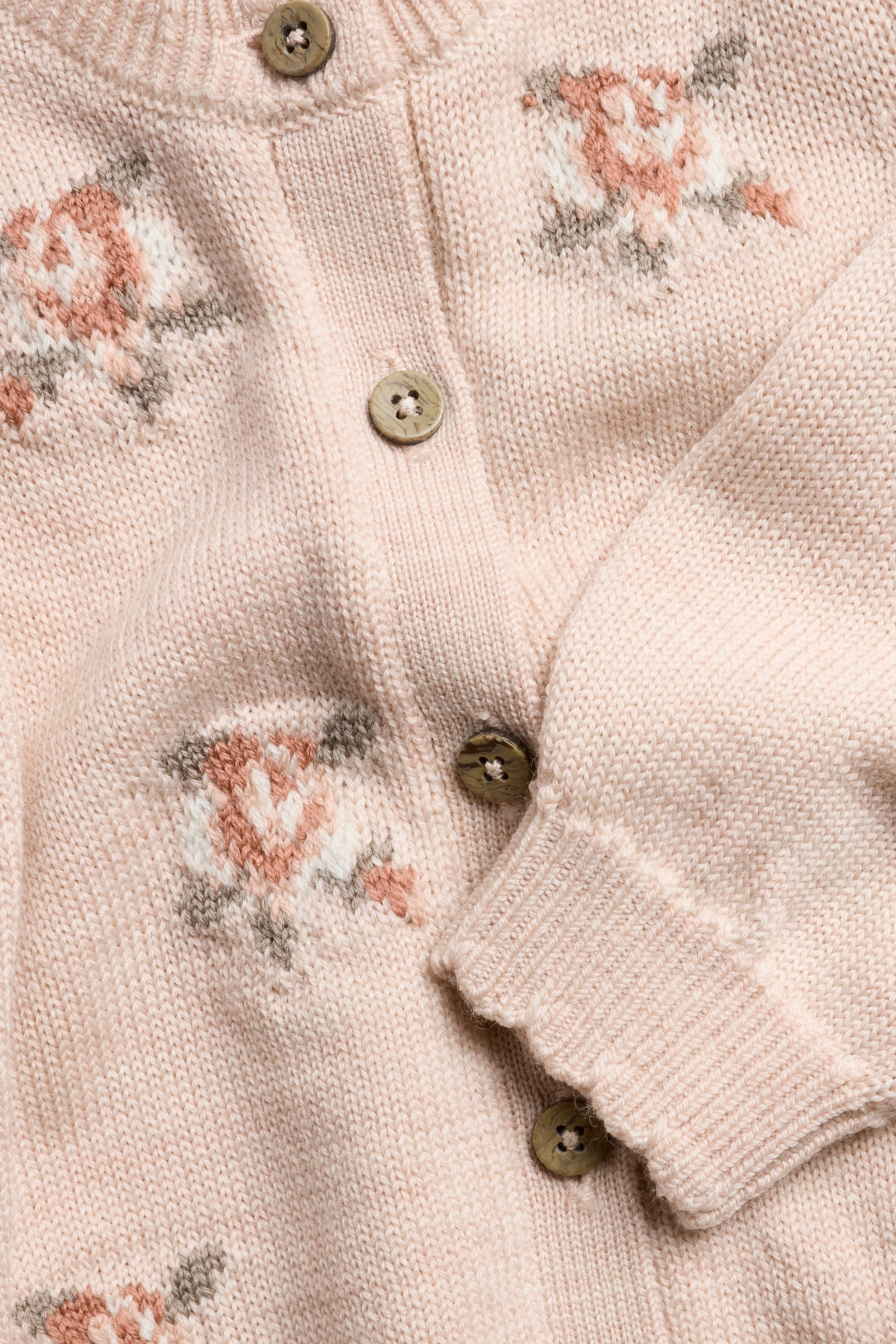 Baby pink floral wool cardigan