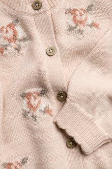 Baby pink floral wool cardigan