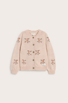 Baby pink floral wool cardigan