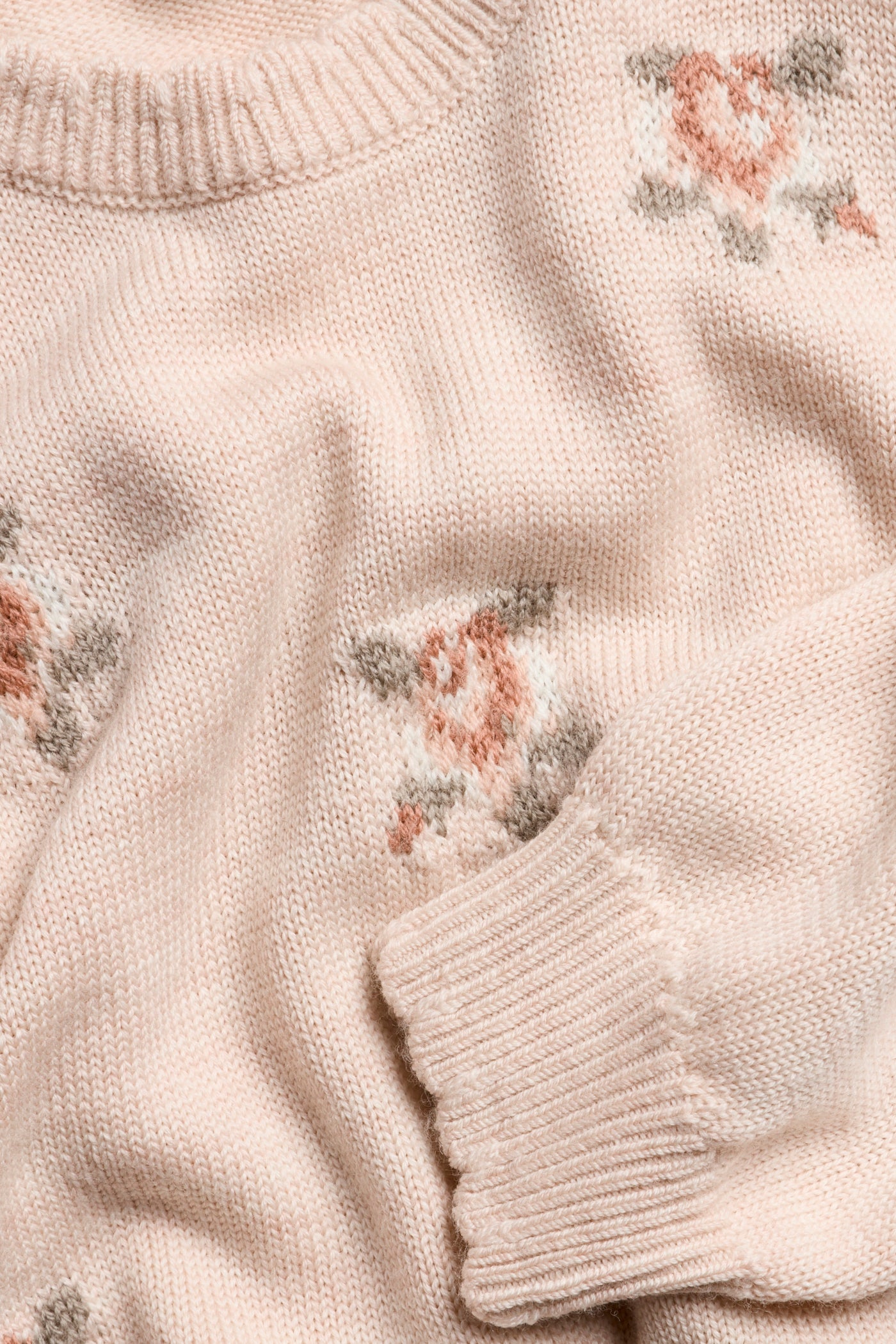 Kids' pink floral wool jumper