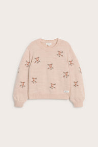 Kids' pink floral wool jumper