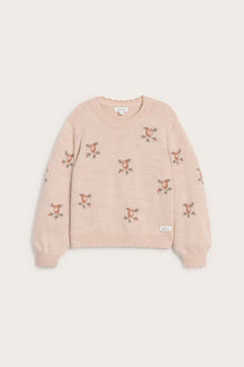 Kids' pink floral wool jumper