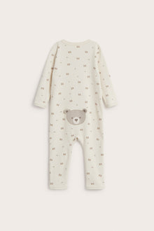 Baby beige sleepsuit with teddy bears