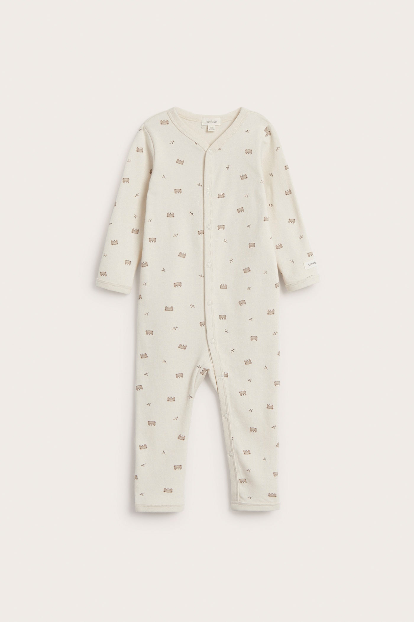 Baby beige sleepsuit with teddy bears