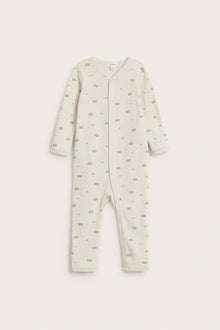 Baby beige sleepsuit with teddy bears