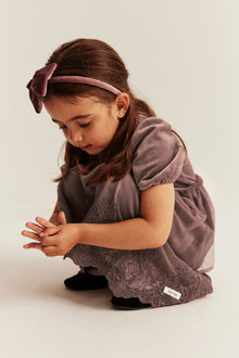 Baby & kids' pink velour dress with mesh skirt