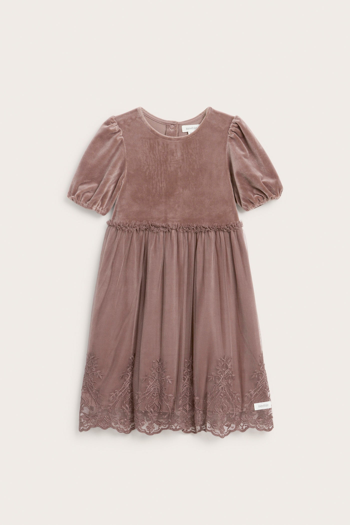 Baby & kids' pink velour dress with mesh skirt