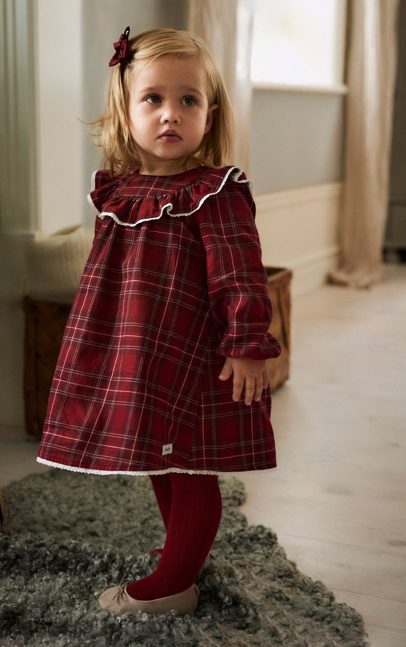 Baby red checked Christmas dress