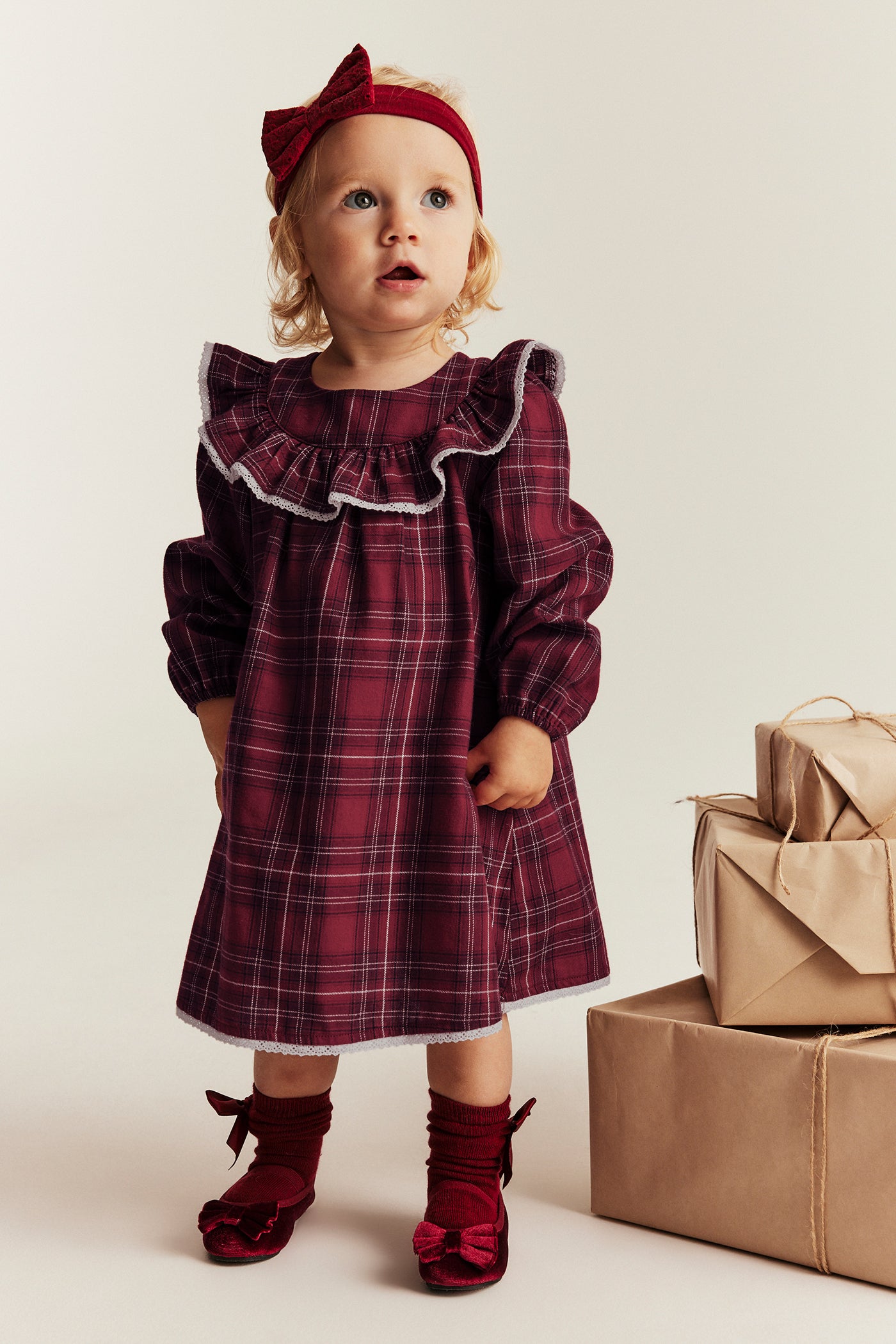 Baby red checked Christmas dress