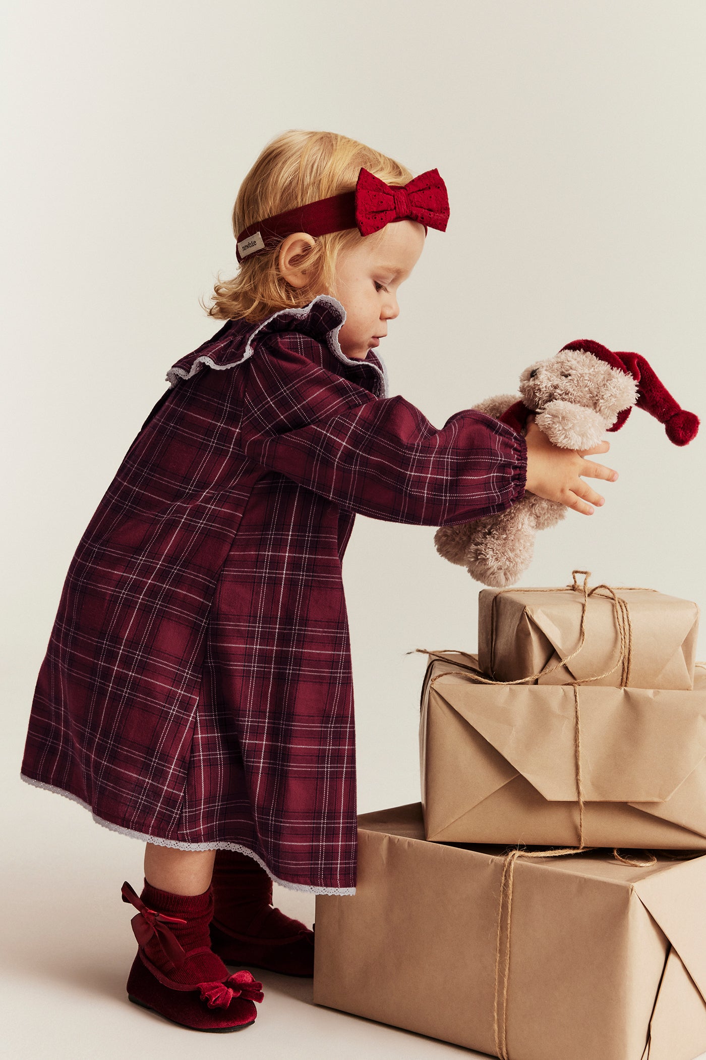 Baby red checked Christmas dress