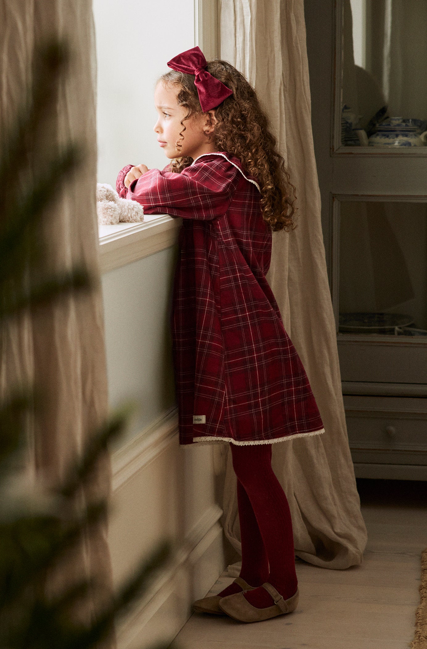 Kids´ red checked Christmas dress