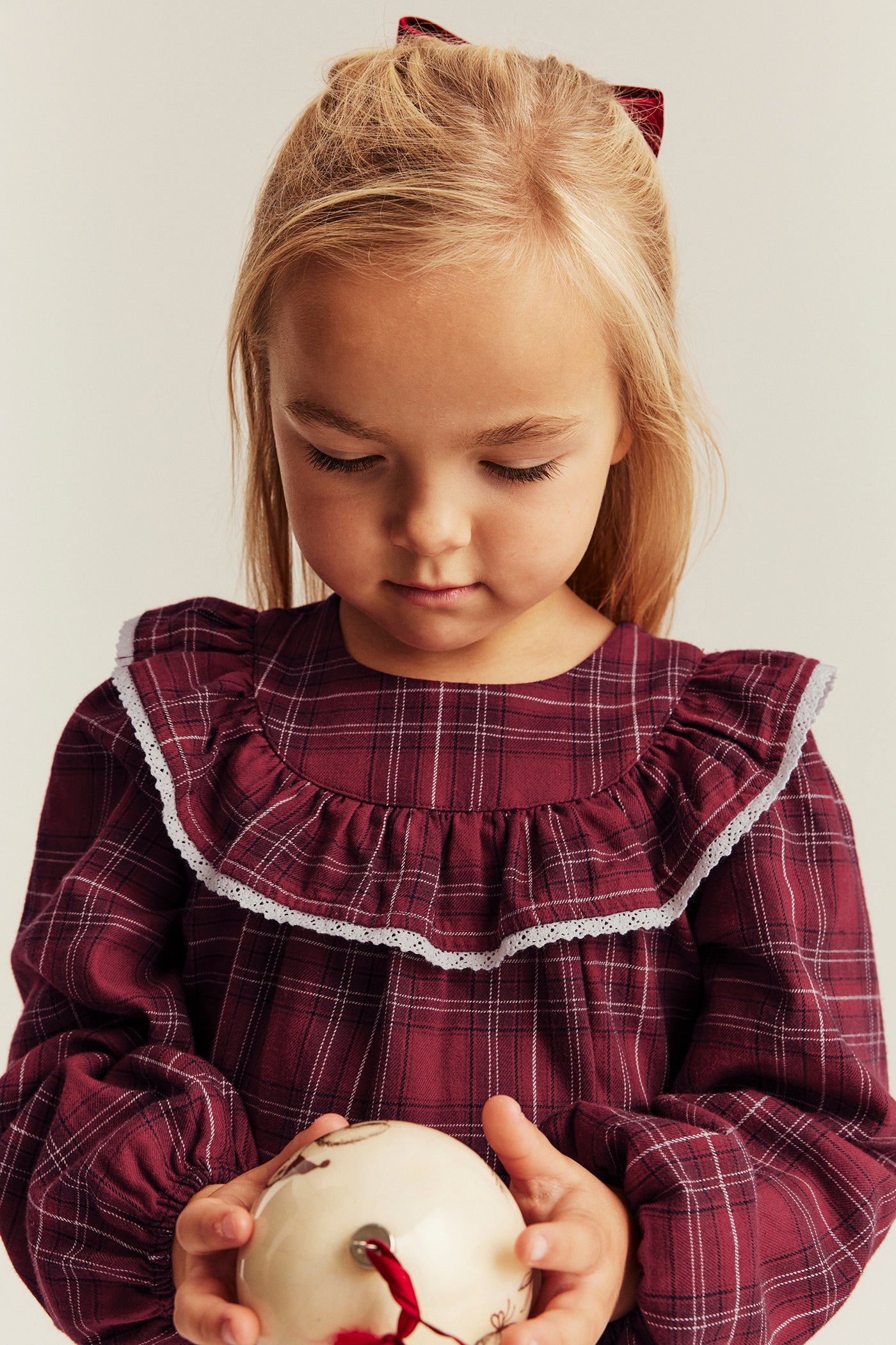 Kids´ red checked Christmas dress