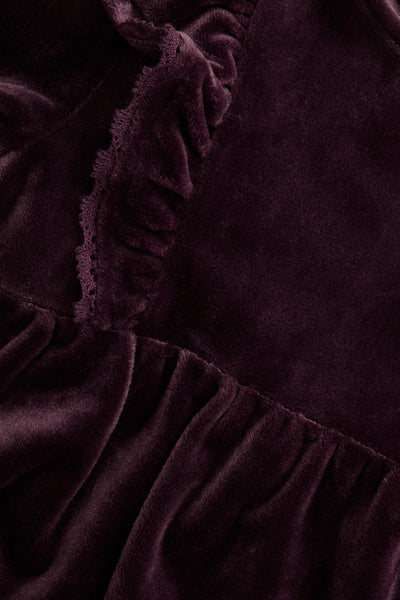 Baby lilac velour dress with frills