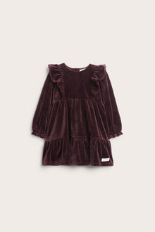 Baby lilac velour dress with frills