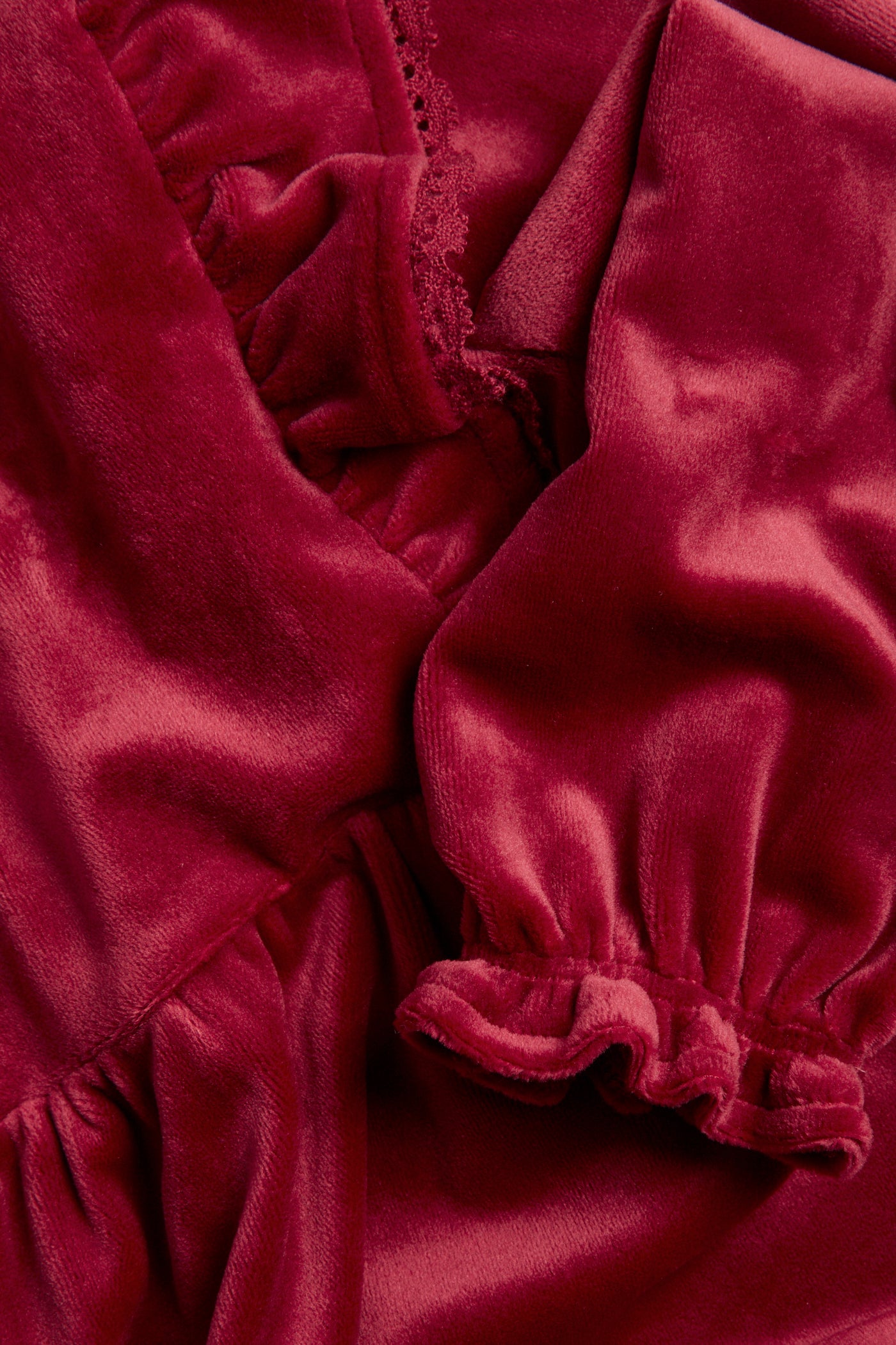 Baby red velour dress with frills