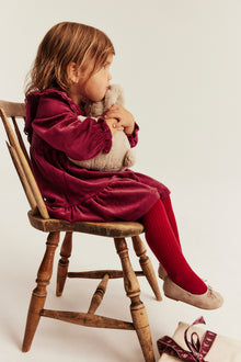 Baby red velour dress with frills