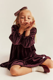 Kids lilac velour dress with frills