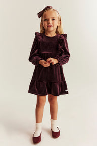 Kids lilac velour dress with frills