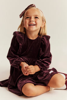 Kids lilac velour dress with frills