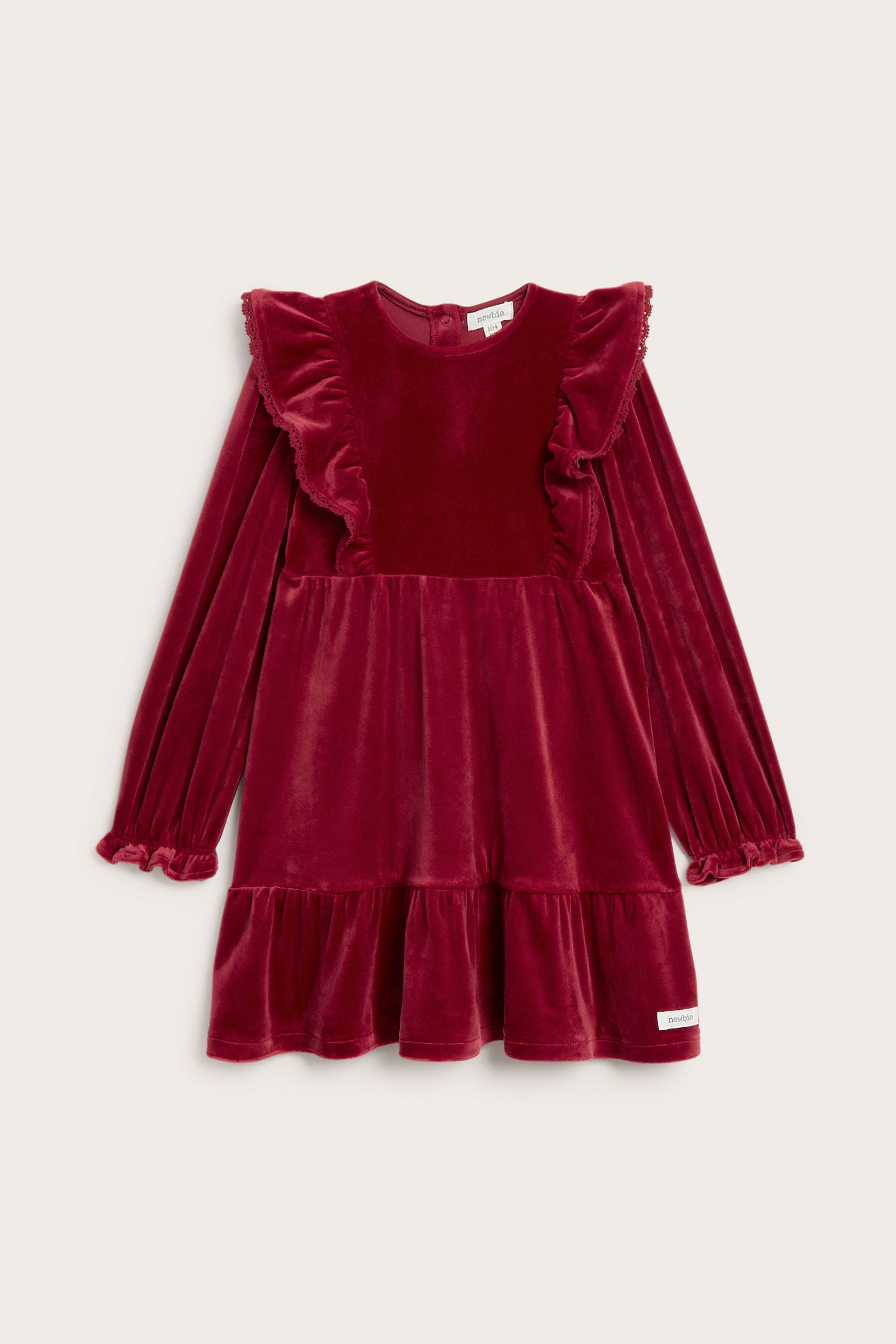 Kids´ red velour dress with frills