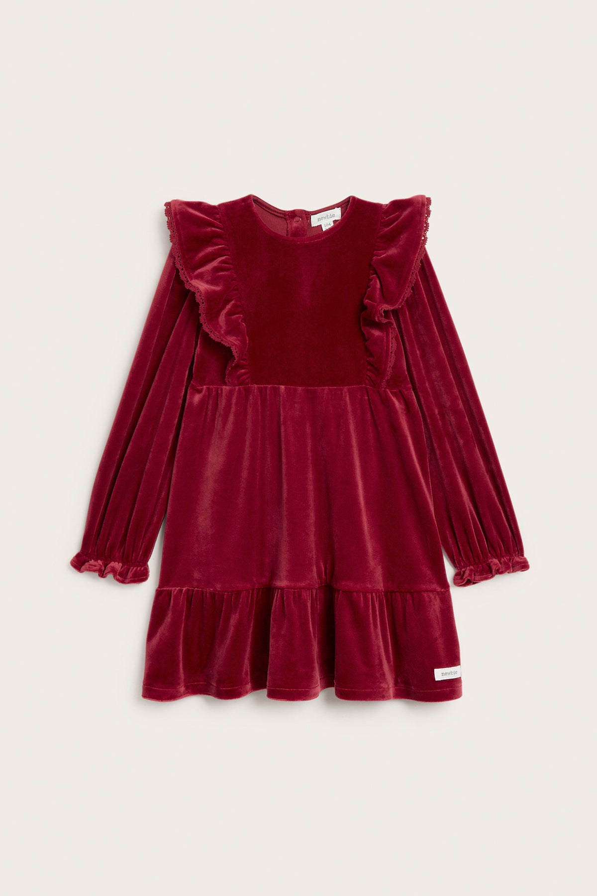 Kids´ red velour dress with frills