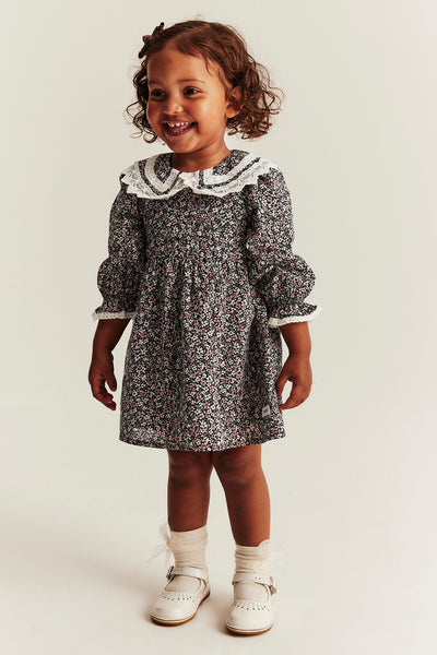 Baby black ditsy floral dress