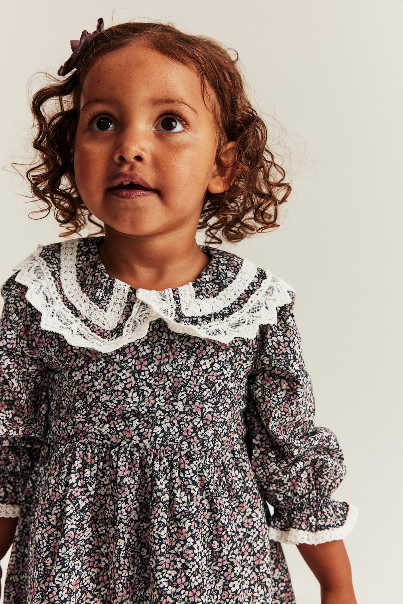Baby black ditsy floral dress