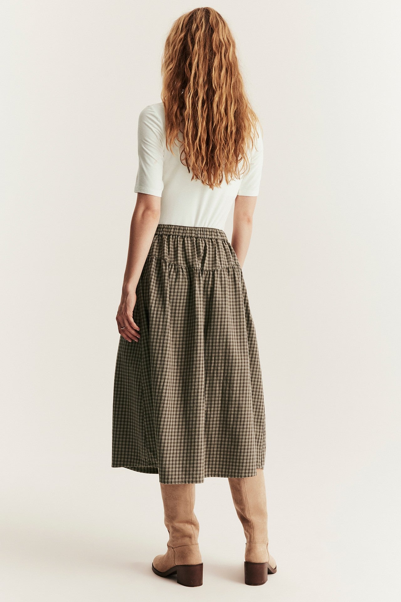 Women's brown checked skirt