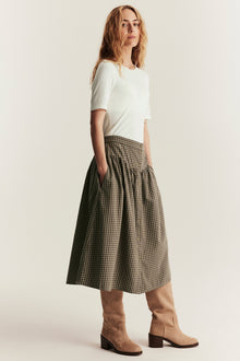 Women's brown checked skirt
