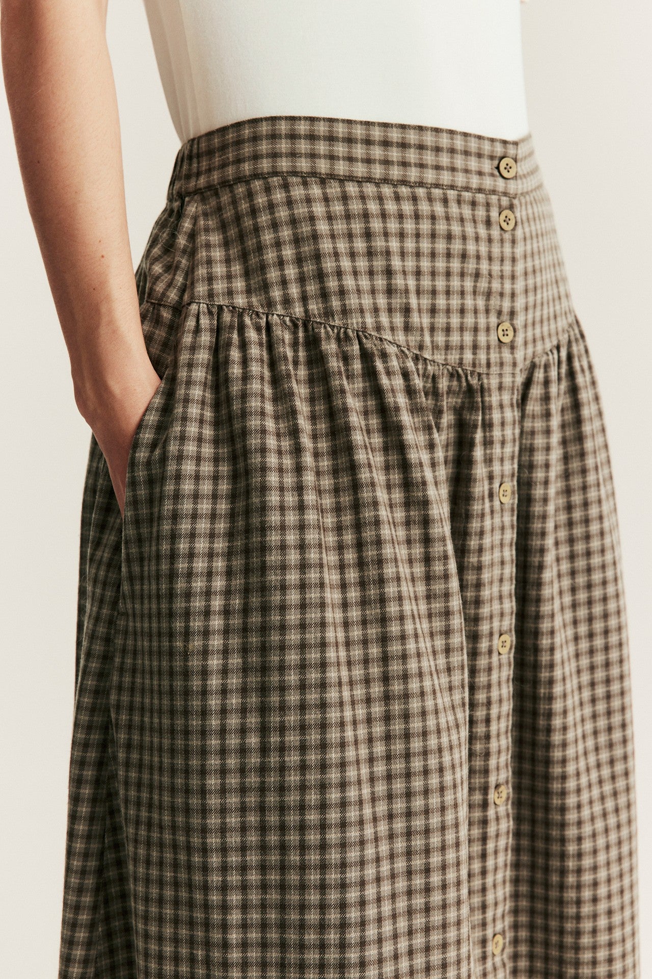 Women's brown checked skirt