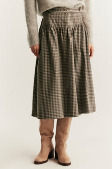 Women's brown checked skirt