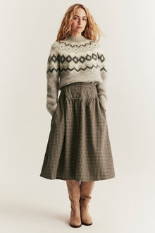 Women's brown checked skirt