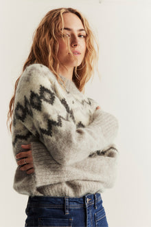 Women's beige wool and mohair-blend jumper
