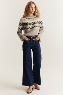 Women's beige wool and mohair-blend jumper