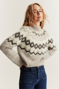 Women's beige wool and mohair-blend jumper