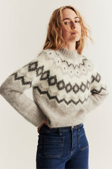 Women's beige wool and mohair-blend jumper