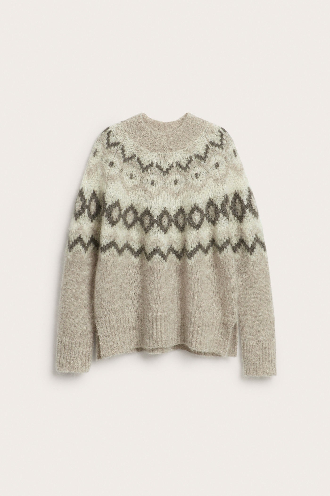 Women's beige wool and mohair-blend jumper