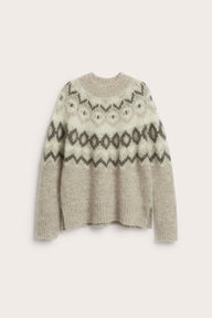 Women's beige wool and mohair-blend jumper