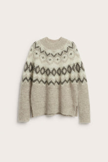 Women's beige wool and mohair-blend jumper