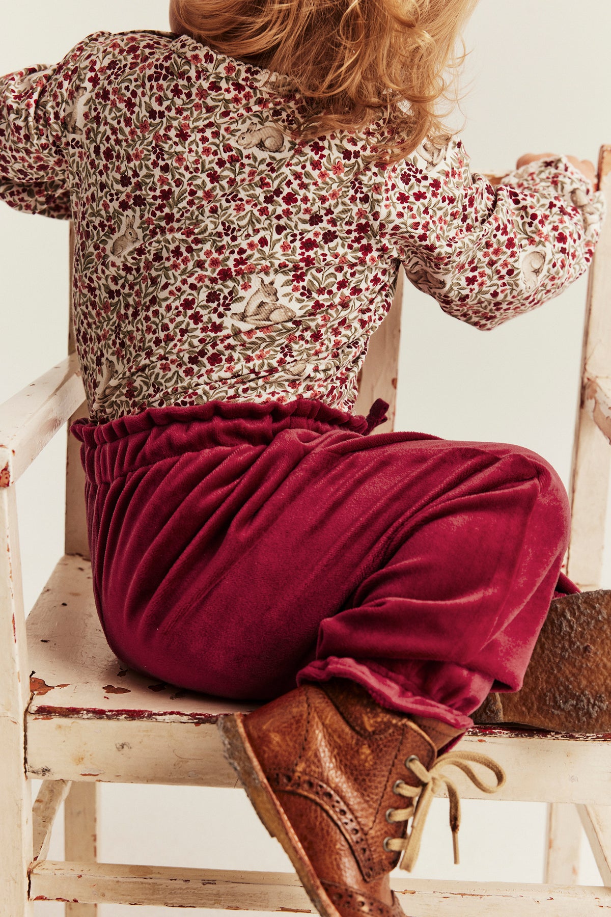 Baby red soft velour joggers