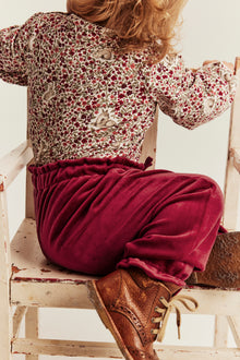 Baby red soft velour joggers
