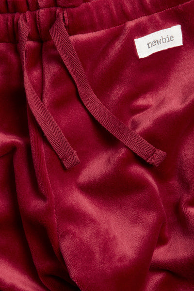 Baby red soft velour joggers