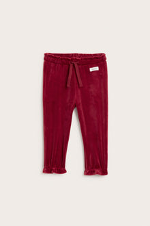 Baby red soft velour joggers
