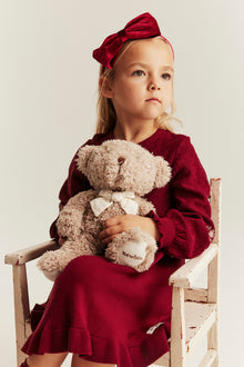 Kids' red knitted embroidered dress