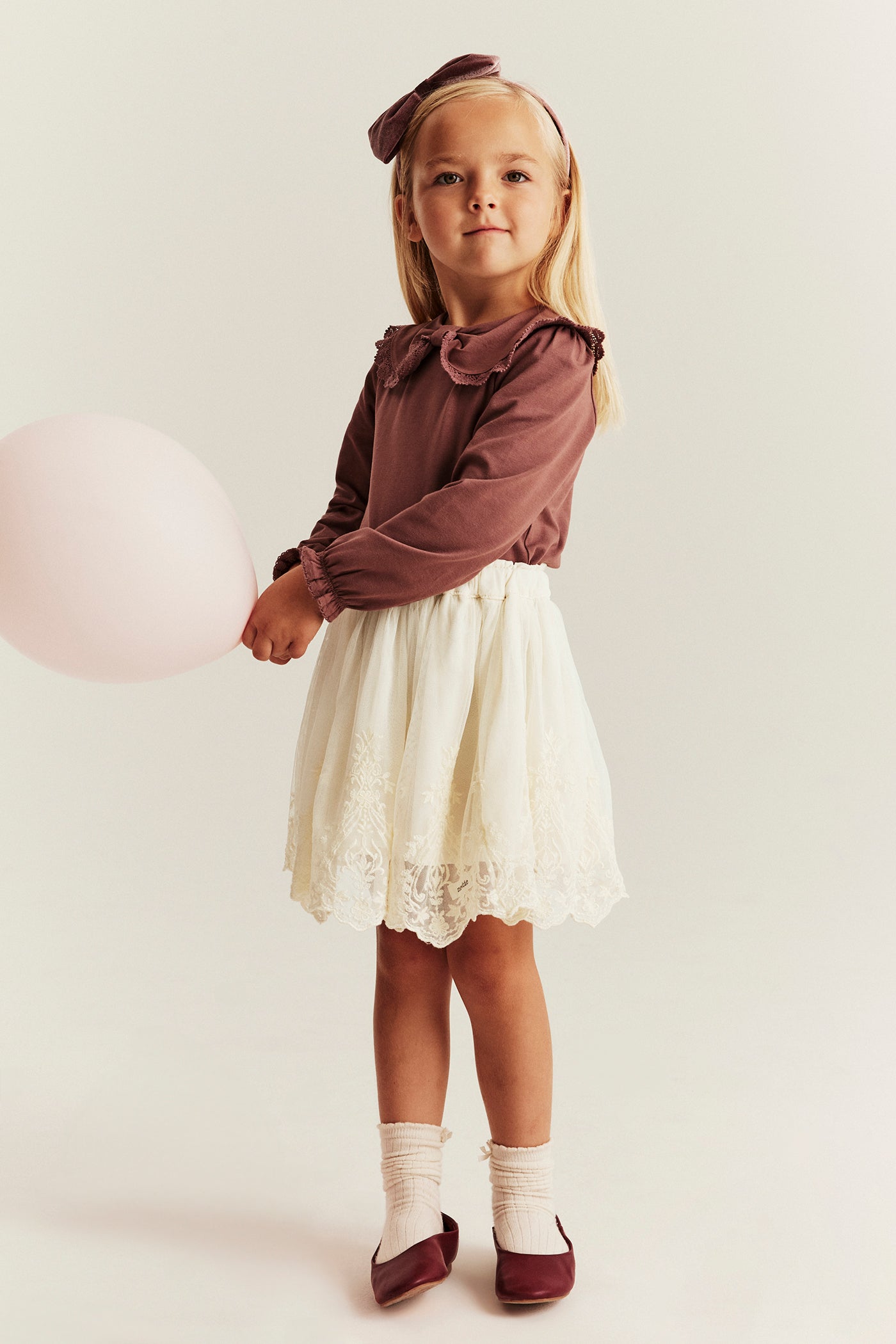 Baby & kids' beige embroidered mesh skirt
